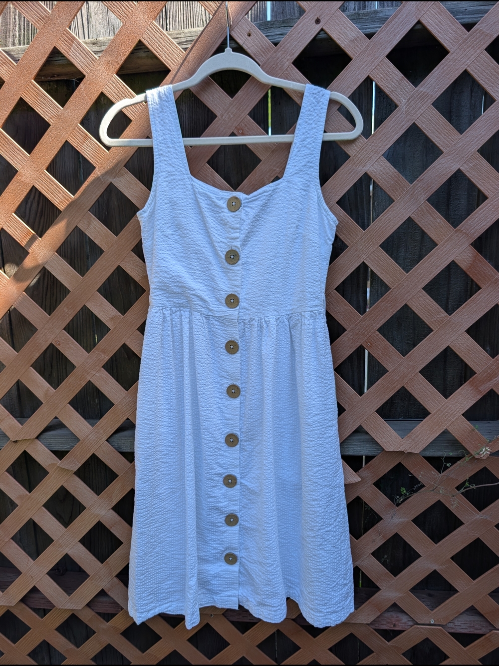 White Button-Front Sleeveless Midi Dress